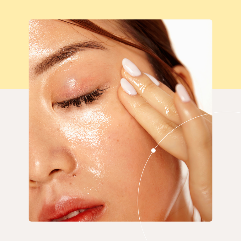 Woman using skincare for oily skin