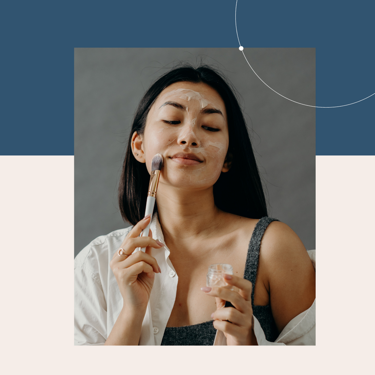 Woman applying Face Mask